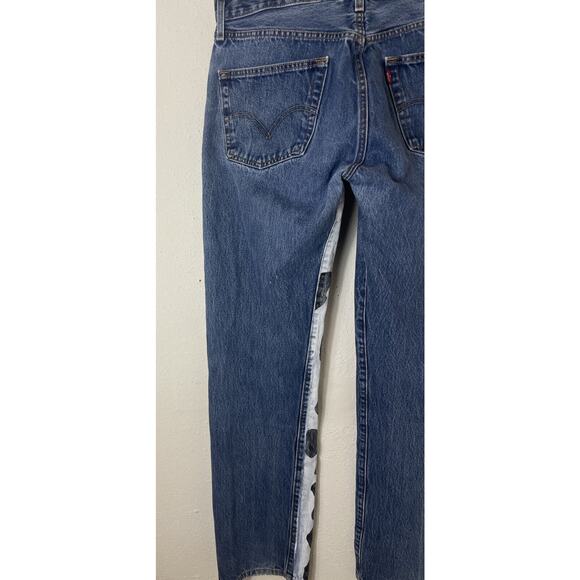 Vtg Levi's 501 Button Fly Blue Denim Jeans Rare Black And White Painted 34×34 - Picture 6 of 16